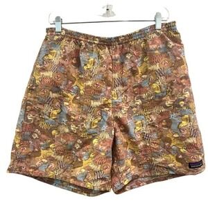 Patagonia Baggies Shorts Mens Large L Together Trip Brown Graphic  6" Lined